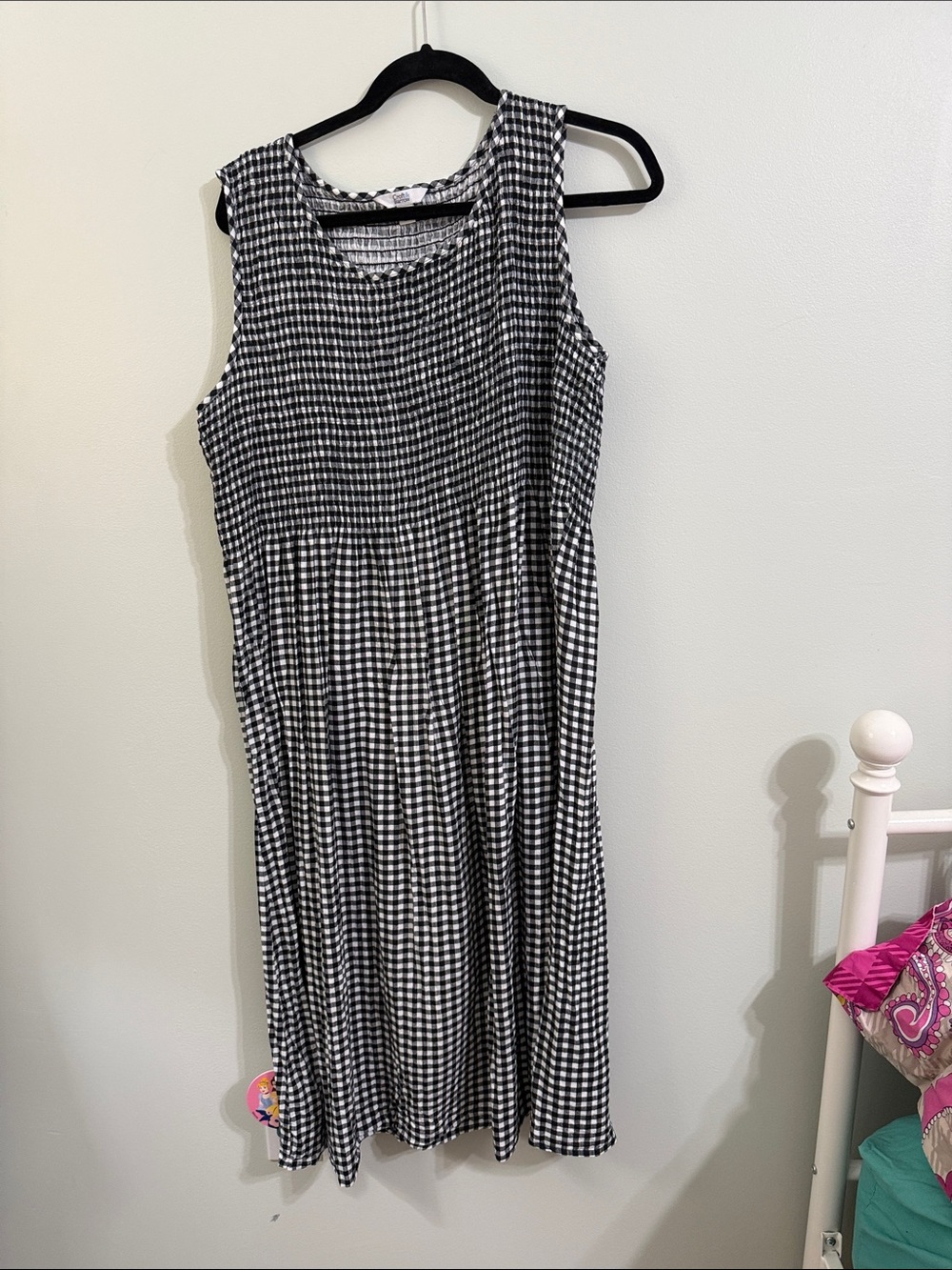 croft & barrow Black and White Gingham Sleeveless Midi Dress